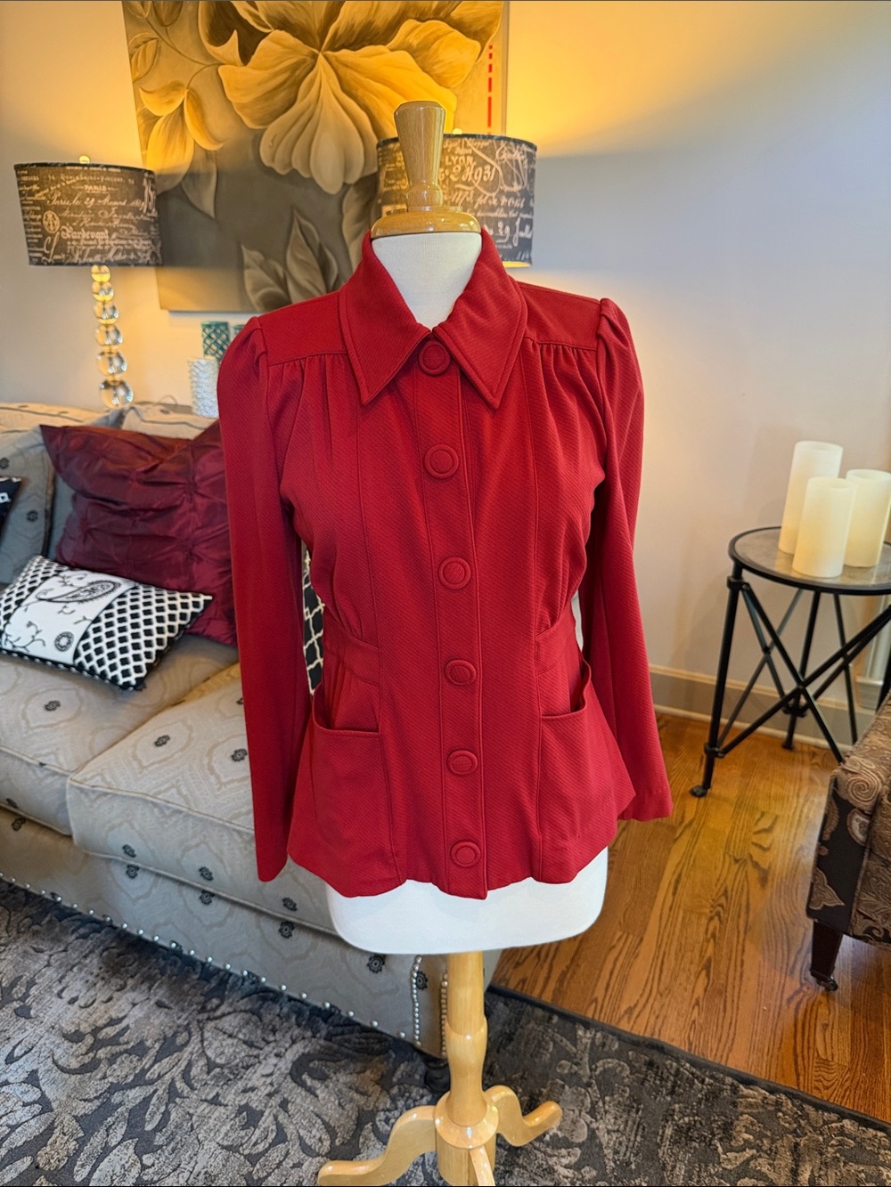 Women’s Red Button-Front Jacket cabi #3906
